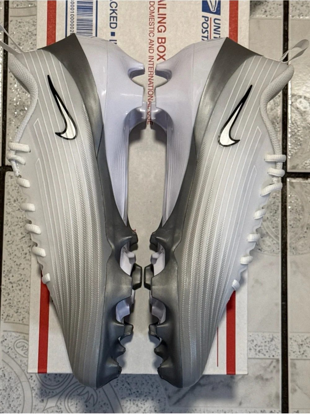 New Nike Vapor Speed 3 Football Cleats White Grey Silver Mens Size 10 FB3303-100